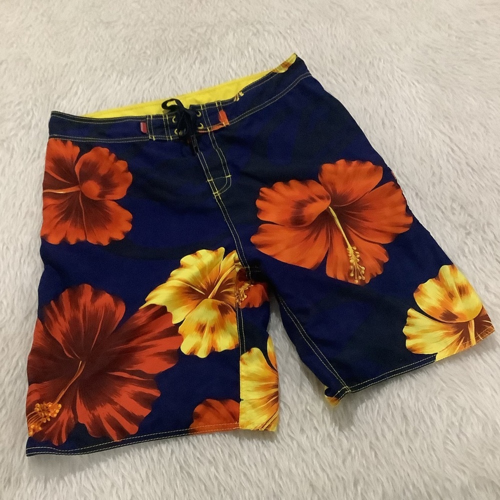 Quicksilver blue floral tropical summer beach shorts size 34